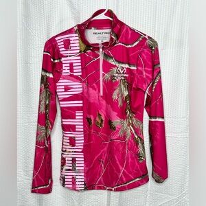 RealTree Pink long sleeve quarter zip sweater with thumb holes size Medium